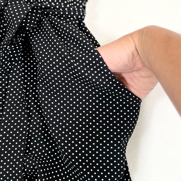 MONTEAU LOS ANGELES Juniors Retro Puff Sleeve Polka Dot Belted Jumpsuit Size S - Picture 8 of 13